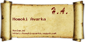Homoki Avarka névjegykártya